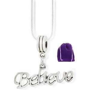 Believe (Text) Charm Snake Chain Necklace Pendant